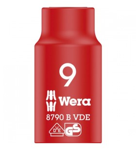 Priză Wera VDE Zyklop, 9 mm, 3/8" (rosu/galben, izolat pana la 1.000 volti)