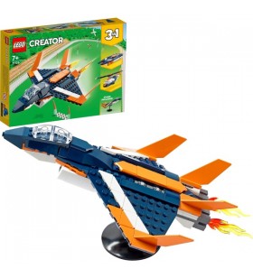Jucărie de construcție cu jet supersonic LEGO 31126 Creator 3 în 1 (avion, elicopter și barca)