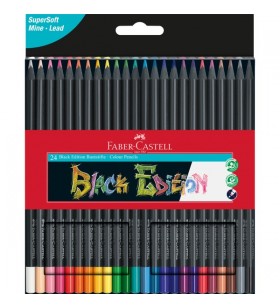 Creioane colorate Faber-Castell Black Edition, set de 24 (negru, cutie din carton)