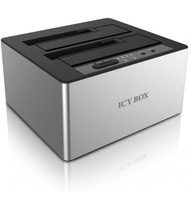 Icybox ib-121cl-6g carcasa statie de andocare hdd 2x 2,5/3,5 sata i/ii/iii, usb 3.0, jbod, alb