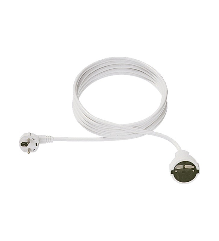 Cablu prelungitor Bachmann mufă de contact de protecție - priză (alb, 5 metri, conector înclinat)