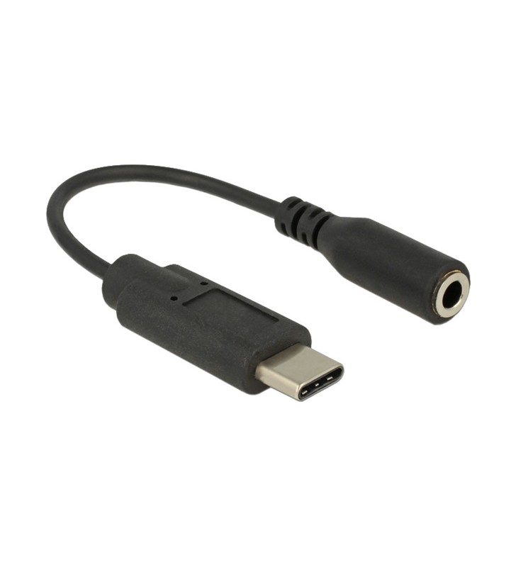 Adaptor DeLOCK USB 2.0, mufă USB-C - mufă jack de 3,5 mm (negru, 14 cm)