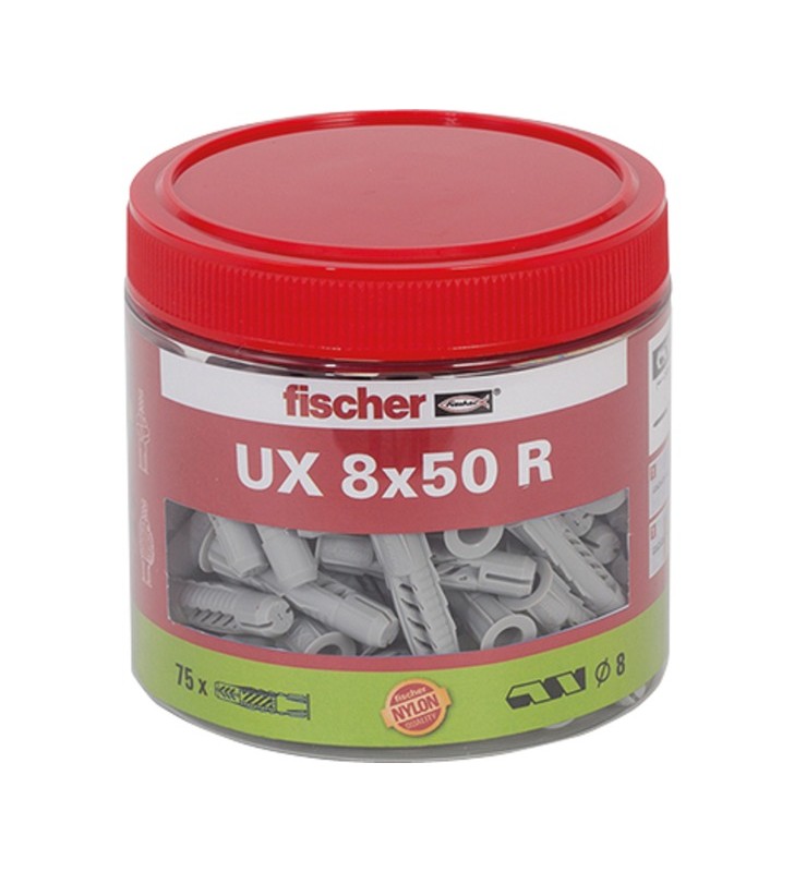 diblu universal fischer UX 8x50 R, cutie (gri deschis, 75 bucăți)