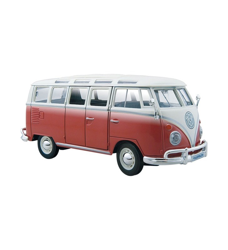 Maisto VW Bus Samba, model de vehicul (roșu/alb, 1:25)
