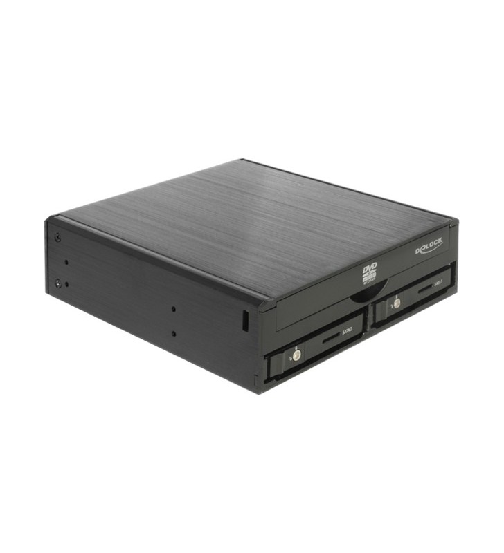 Cadru detașabil DeLOCK de 5,25" pentru 1 unitate subțire de 5,25" + 2 x 2,5" SATA HDD / SSD, cadru de montare (negru)