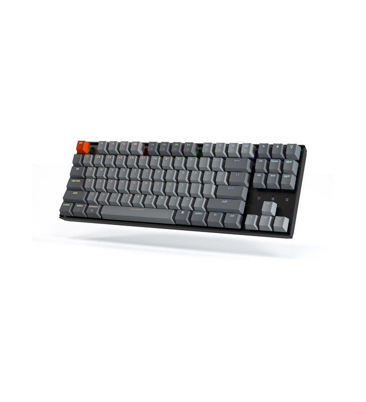 Keychron K8, tastatură pentru jocuri (negru/gri, aspect DE, Gateron Blue, hot-swap, cadru din aluminiu, RGB)
