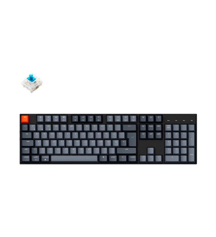Keychron K10, tastatură pentru jocuri (negru/gri, aspect DE, Gateron G Pro Blue)