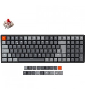 Tastatură pentru jocuri Keychron K4 versiunea 2 (negru/gri, aspect DE, roșu Gateron, cadru din aluminiu, RGB)