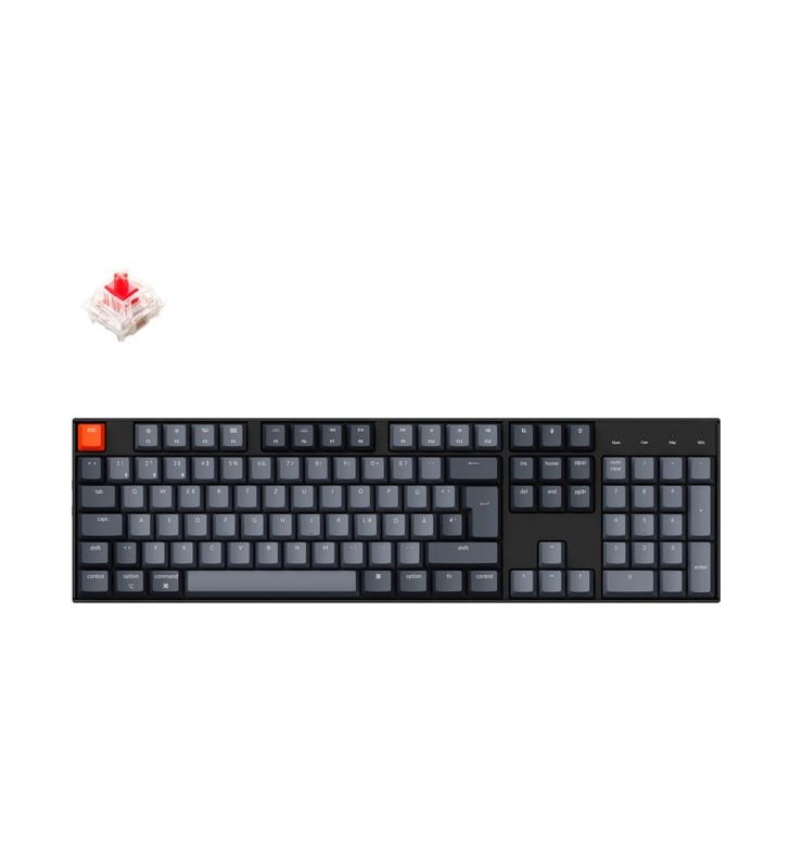 Keychron K10, tastatură pentru jocuri (negru/gri, aspect DE, Gateron G Pro Red)