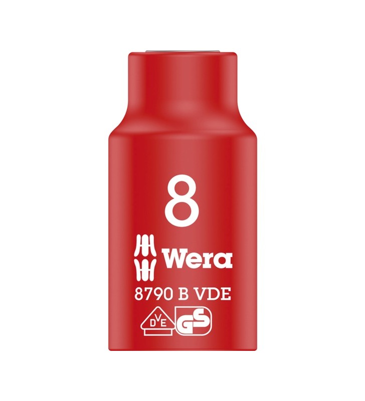 Priză Wera VDE Zyklop, 8mm, 3/8" (rosu/galben, izolat pana la 1.000 volti)