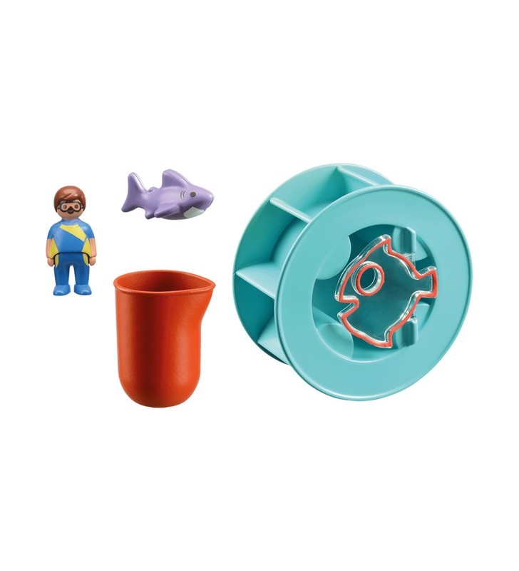 PLAYMOBIL 70636 1.2.3 AQUA Roată cu vârtej de apă cu jucărie de construcție Baby Shark