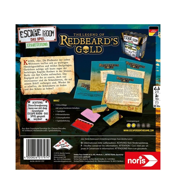Noris Escape Room: Redbeard's Gold, joc de petrecere (Extensie)