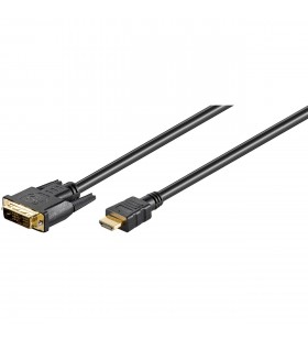 cablu adaptor goobay mufa DVI-D - mufa HDMI (negru, 3 metri, placat cu aur)