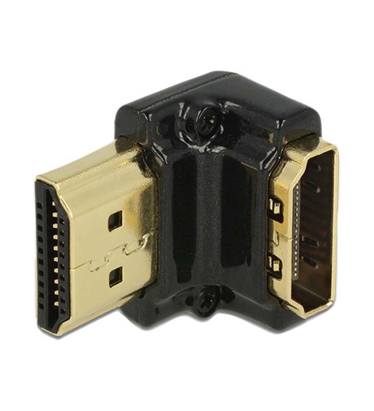 DeLOCK HDMI-A mamă- HDMI-A mamă 4K, adaptor (negru, unghi de 90° în jos)