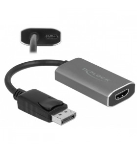 Adaptor activ DeLOCK, mufa DisplayPort - mufa HDMI 8K (negru/gri, 20 cm, cu funcție HDR)