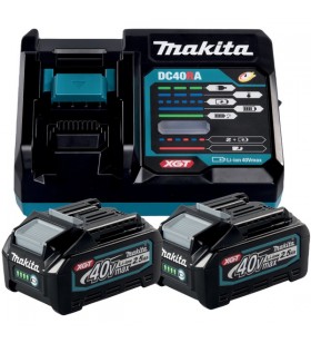 Makita Power Source Kit Li 40V 2.5Ah, încărcător (negru/albastru, 2x baterie BL4025, 1x încărcător rapid DC40RA)