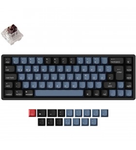 Keychron K6 Pro, tastatură pentru jocuri (negru/albastru-gri, aspect DE, Keychron K Pro maro, hot-swap, cadru din aluminiu, RGB)