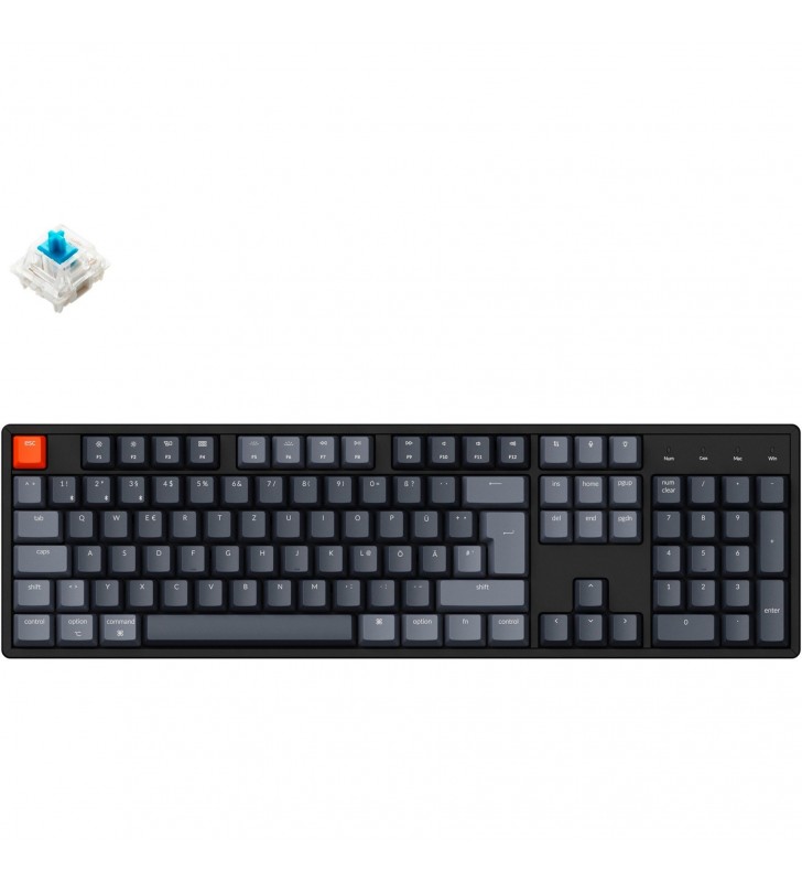 Keychron K10, tastatură pentru jocuri (negru/gri, aspect DE, Gateron G Pro Blue, cadru din aluminiu, RGB)