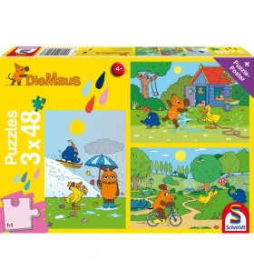 Schmidt Spiele Die Maus: Distrează-te cu mouse-ul, puzzle (3x 48 părți)