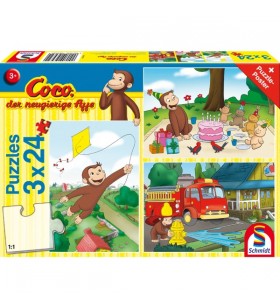 Schmidt Spiele Coco, maimuța curioasă: distracție cu Coco, puzzle (3x 24 părți)