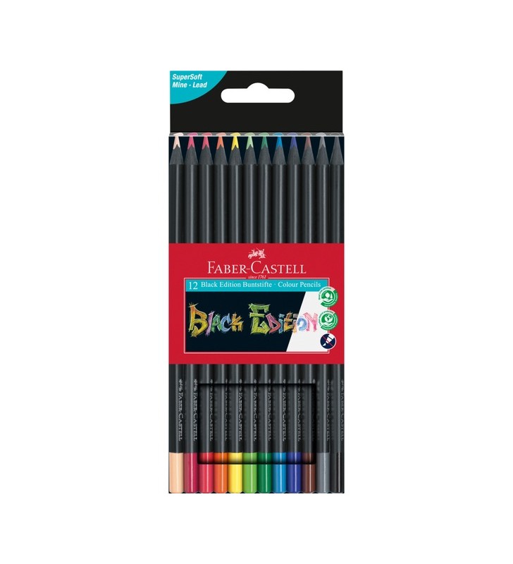 Creioane colorate Faber-Castell Black Edition, cutie carton de 12, set (negru)