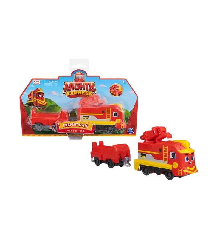 Tren de marfă Spin Master Mighty Express Push-and-Go Nick cu mașină de jucărie cu vagon