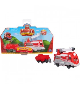 Spin Master Mighty Express Push-and-Go Train Roșu Salvator cu Boxcar Toy Vehicle