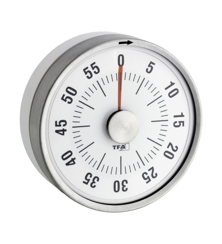 Cronometru analog de bucătărie TFA Cronometru PUCK/Ceas de bucătărie (argint)