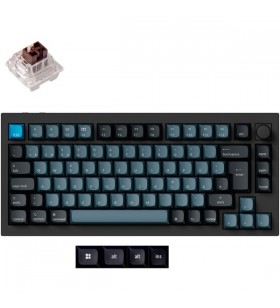 Keychron Q1 Pro, tastatură pentru jocuri (negru/albastru-gri, aspect DE, Keychron K Pro maro, hot-swap, cadru din aluminiu, RGB)