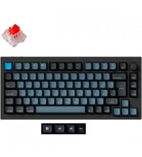Keychron Q1 Pro, tastatură pentru jocuri (negru/albastru-gri, aspect DE, Keychron K Pro Red, hot-swap, cadru din aluminiu, RGB)
