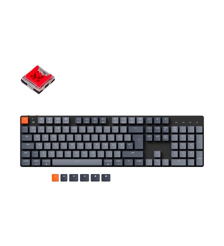 Keychron K5 SE, tastatură pentru jocuri (negru/gri, aspect DE, Keychron Low Profile Optical Red, hot-swap)