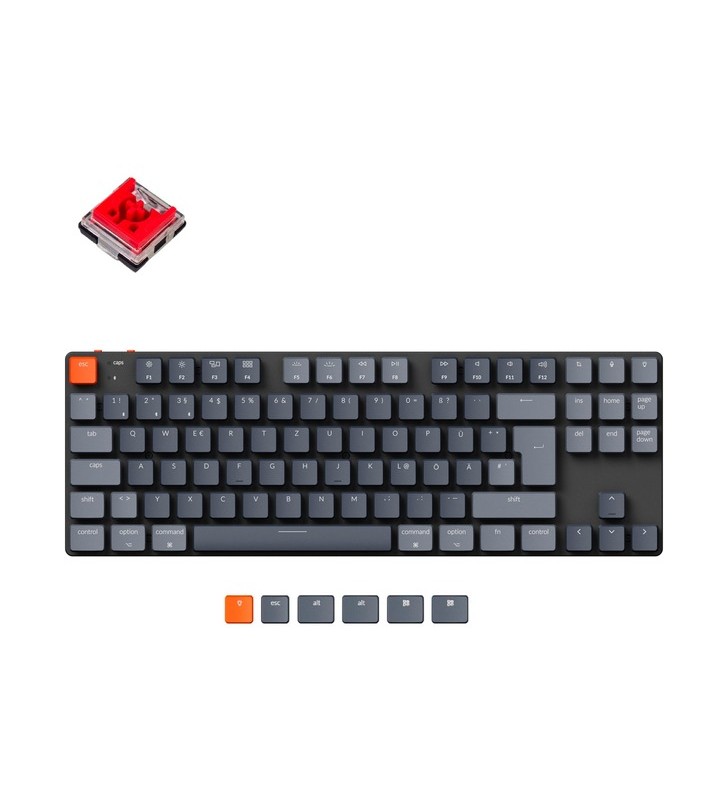 Keychron K1 SE, tastatură pentru jocuri (negru/gri, aspect DE, Keychron Low Profile Optical Red, hot-swap, RGB)