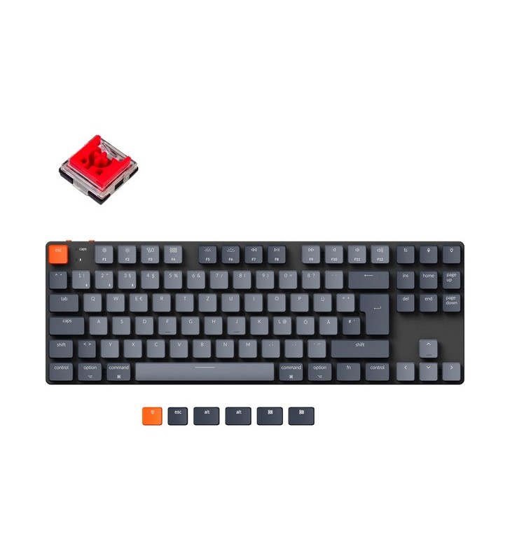 Keychron K1 SE, tastatură pentru jocuri (negru/gri, aspect DE, Keychron Low Profile Optical Red, hot-swap)
