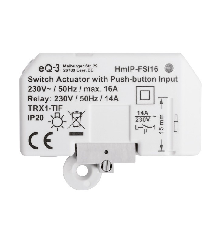 Interruptor Homematic IP cu intrare buton (HmIP-FSI16), comutator (alb, ascuns)