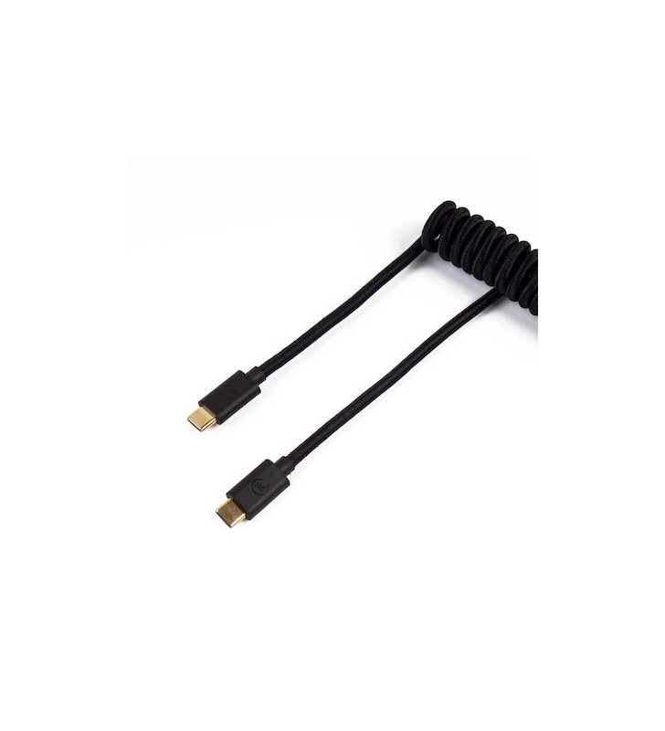 Cablu Keychron Coiled Aviator Custom USB Cable, USB-C - USB-C, Negru
