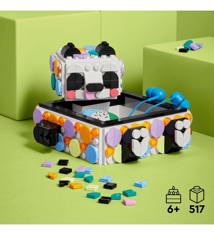 LEGO 41959 DOTS Panda Tava Jucărie de construcție (kit de artizanat pentru cutie de bijuterii, organizator de birou sau decor pentru creșă)
