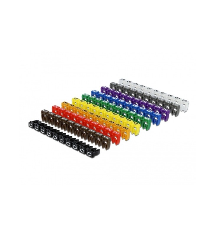 Agrafe marcator cablu DeLOCK 0-9, colorate, 100 buc, clema cablu