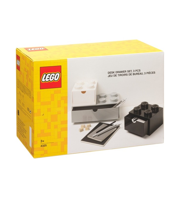 Room Copenhagen LEGO sertare birou set de 3, cutie de depozitare (alb)