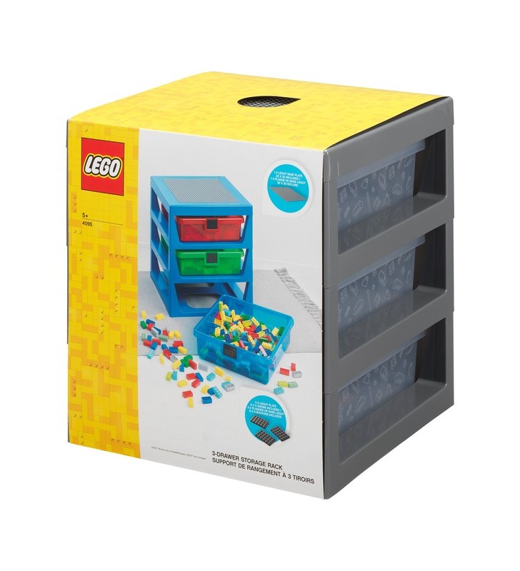 Room Copenhagen LEGO rafturi sertar set de 3, cutie de depozitare (Gri)