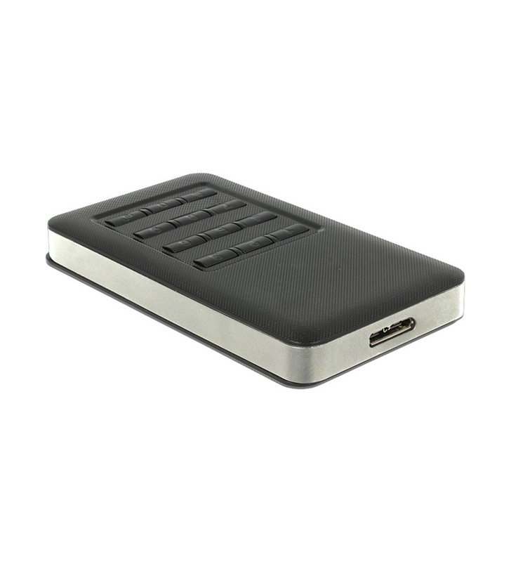 Carcasă externă DeLOCK M.2 Key B 42 mm SSD - Soclu Micro-B de tip USB 3.0, carcasă unitate (gri/negru, cu funcție de criptare)