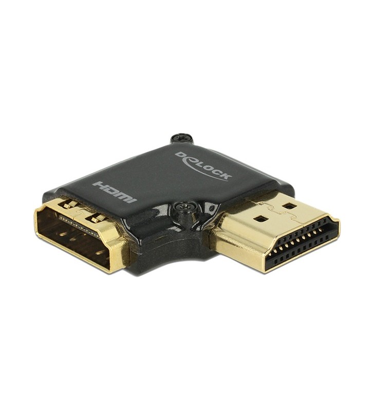 DeLOCK HDMI-A mamă - HDMI-A mamă 4K, adaptor (negru, unghi de 90° spre dreapta)