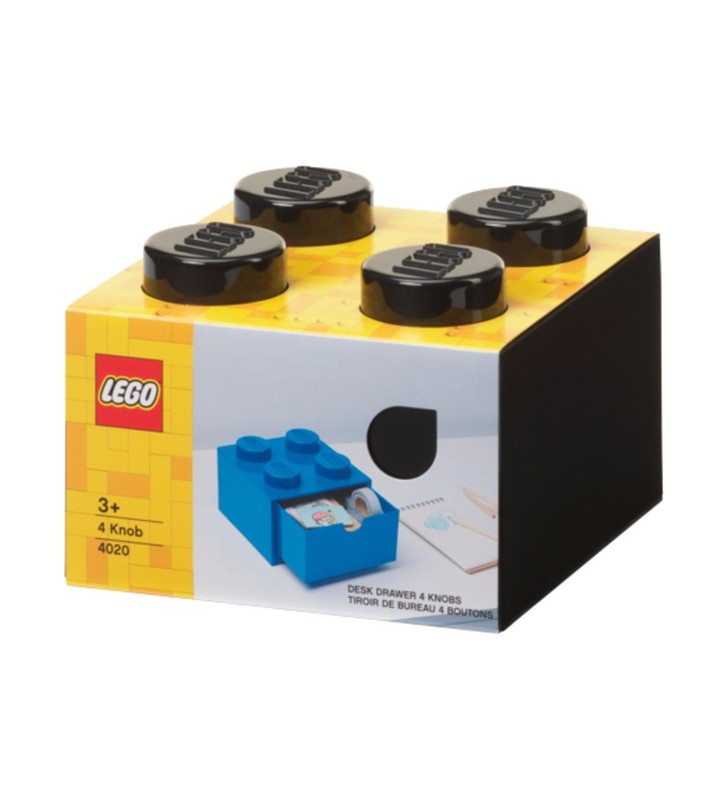 Room Copenhaga LEGO sertar birou 4 , cutie depozitare (negru, butoane)