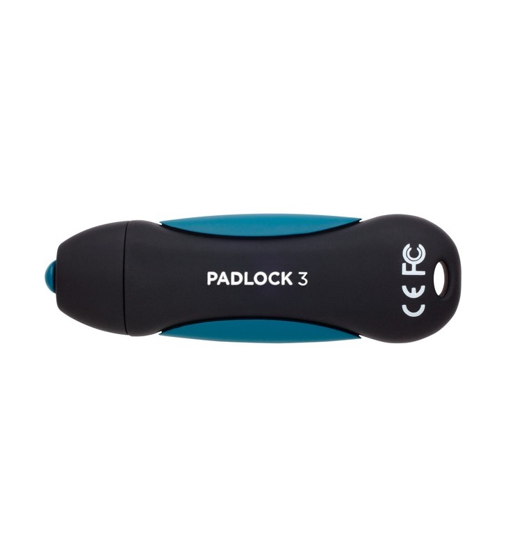Stick USB Corsair Flash Padlock 3 de 256 GB (negru/albastru, USB-A 3.2 Gen 1)