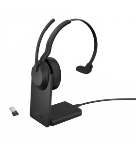 Jabra Evolve2 55 Căști Prin cablu & Wireless Bandă de fixare pe cap Birou/Call center Bluetooth Stand de încărcare Negru