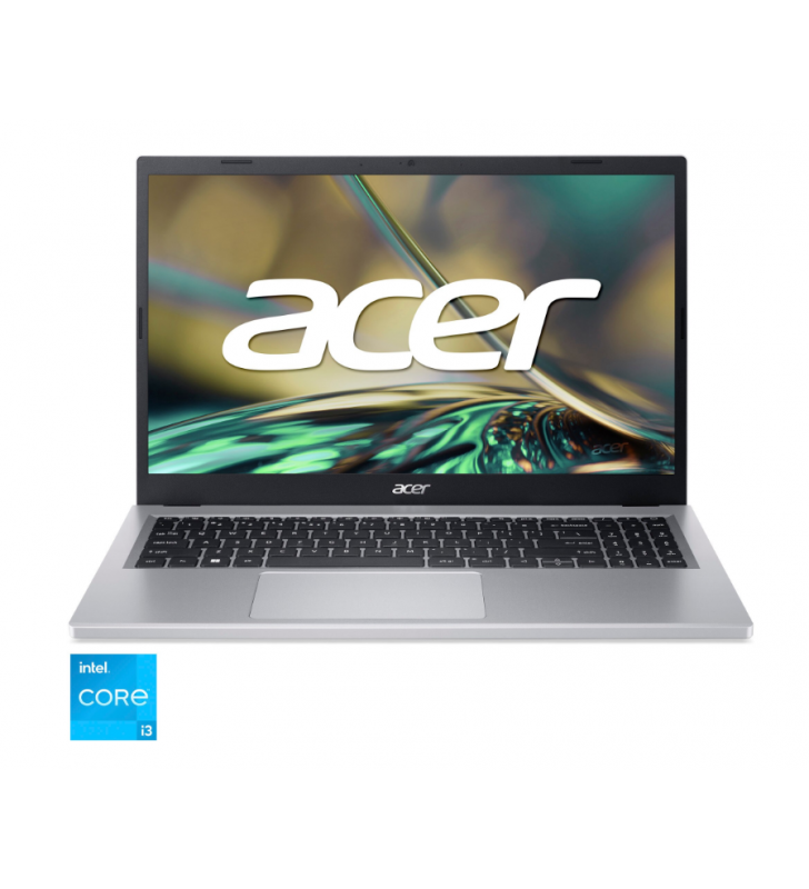 Laptop Acer Aspire 3 15 A315-510P cu procesor Intel® Core™ i3-N305 pana la 3.80 GHz, 15.6", Full HD, 8GB, 256GB SSD, Intel® UHD Graphics, No OS, Silver
