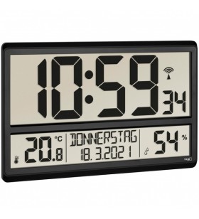 Radio ceas digital XL TFA cu climatizare, ceas deşteptător (negru, 36 cm lățime)