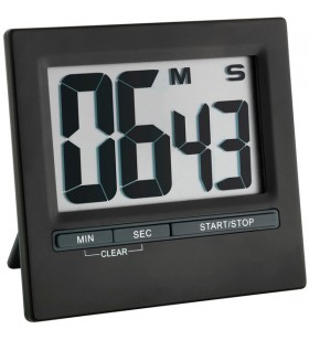 Cronometru digital cu fața din aluminiu TFA și cronometru/temporizator de bucătărie (negru, până la 99 min, 59 sec)