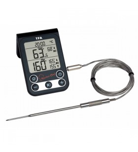 Termometru digital pentru grătar/prăjire/cuptor TFA CHEF (negru, sonda de penetrare cu cablu de 1,20 metri)