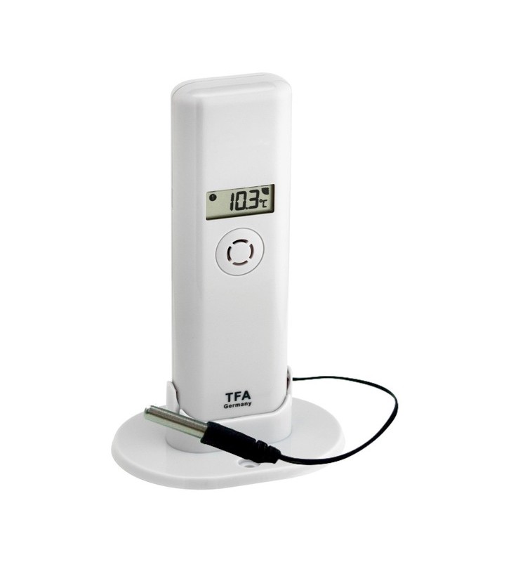 Transmițător termo-higro TFA cu senzor de temperatură profesional pe cablu WEATHERHUB, senzor de temperatură (alb, pentru sistemul TFA WEATHERHUB SmartHome / OBSERVER)