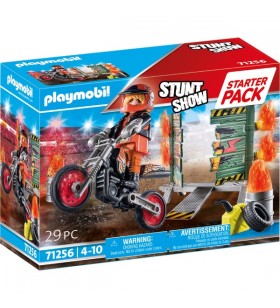 PLAYMOBIL 71256 Pachet de start Stunt Show Motocicletă Stunt Show cu zidul de foc Jucărie de construcție